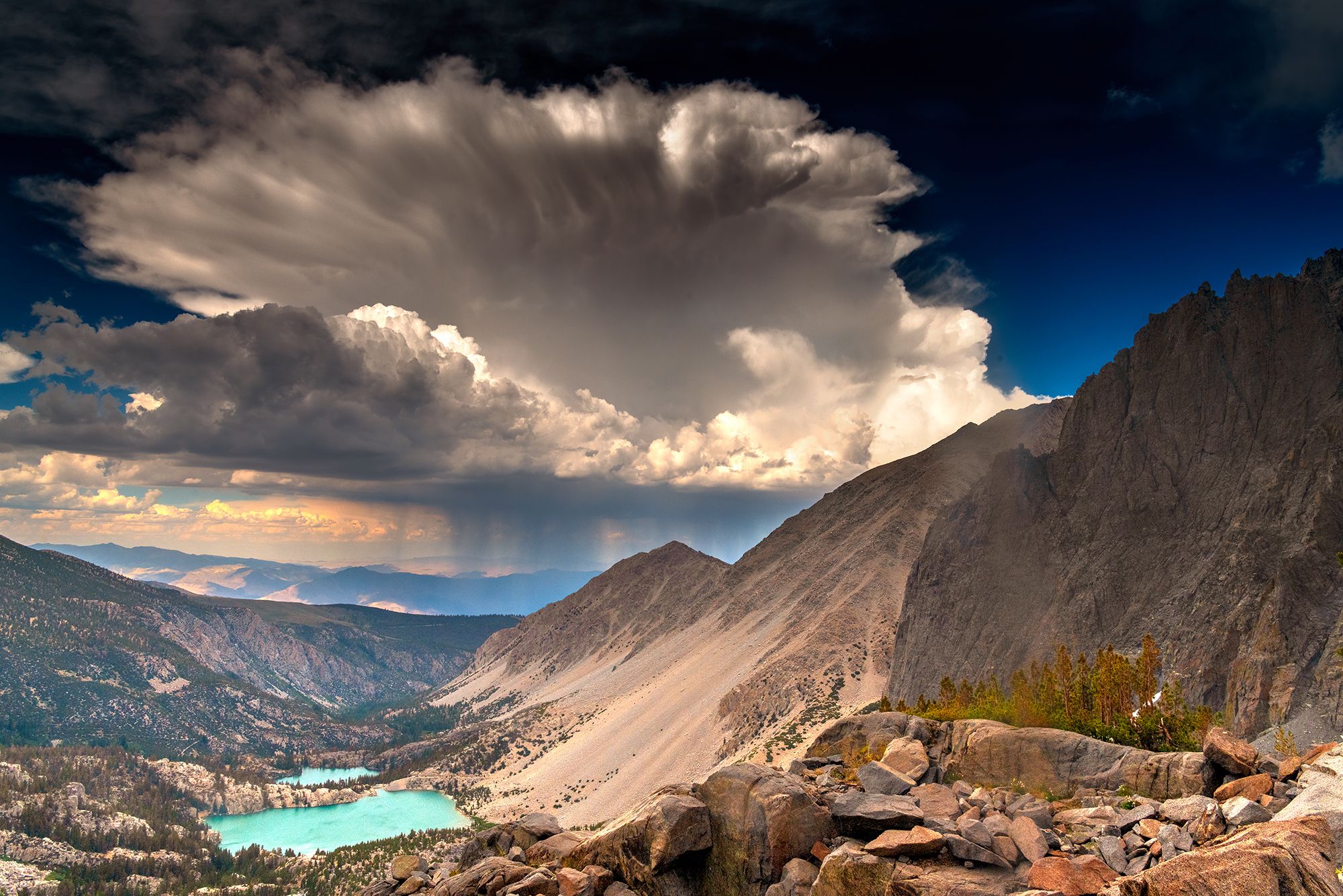 Looking down the Northfork of Big Pine at an incoming storm